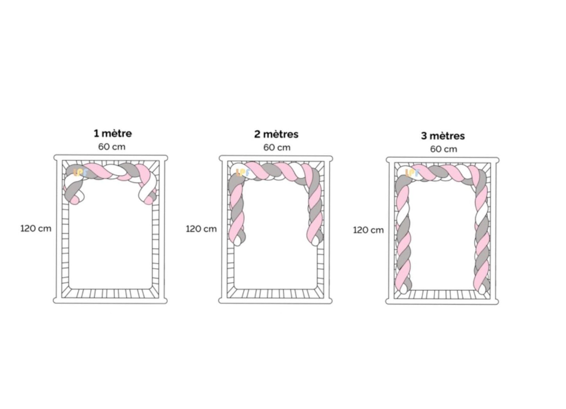 Tour de lit tressé enfant et adulte - rose - 20 x 300 cm #DS - Conforama